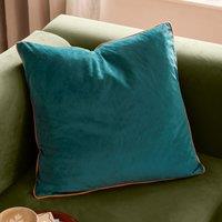 Furn Meridian Velvet Piped Cushion in Teal | Size: 45 cm x 45 cm