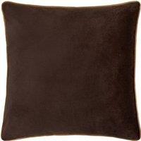 Furn Meridian Velvet Piped Cushion in Dark Brown | Size: 45 cm x 45 cm
