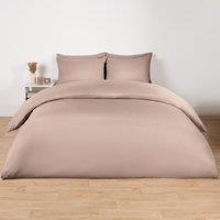 OHS Soft Microfibre Plain Dyed Duvet Cover Bedding Set in Medium Beige | Size: Super King