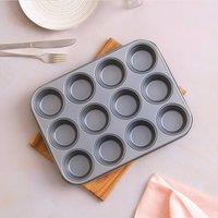 Betterware Essentials 12 Cup Non-Stick Muffin Tin in Silver