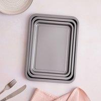 Betterware Essentials Non-Stick 3 Piece Baking Tray Set in Silver