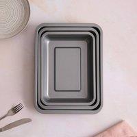 Betterware Essentials Non-Stick 3 Piece Roasting Tin Set in Silver