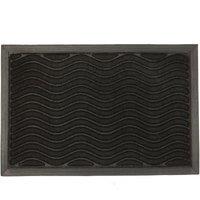 Nicola Spring Heavy Duty Door Mat - 60 x 40cm - Black Waves | Size: 40 cm x 60 cm