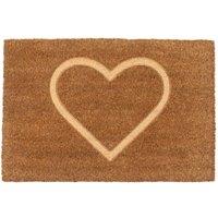 Nicola Spring Coir Door Mat - 60 x 40cm - Embossed Heart in Brown | Size: 40 cm x 60 cm