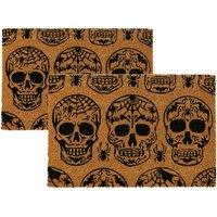 Nicola Spring Halloween Coir Door Mats - 60 x 40cm - Day of the Dead - Set of 2 | Size: 40 cm x 60 cm