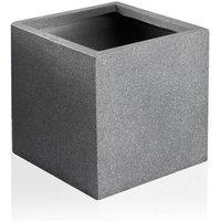Primrose W30cm Terracotta Fibre Kadamus Cube Pot in Dark Grey Meteor Texture