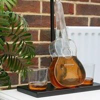 Menkind Connoisseur Creations Guitar Decanter Set With Stand With 2 Glasses in Black