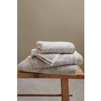Fusion 'Matteo' Luxury 100% Cotton Leaf Motif Jacquard Towel in Natural | Size: Bath Sheet
