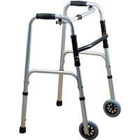 Gr8 Home Folding Walking Frame Walker Zimmer With Wheels in Silver