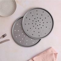 Betterware Essentials 2 x 33cm Non-Stick Pizza Trays in Silver | Size: 2 x 33 cm