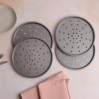 Betterware Essentials 4 x 33cm Non-Stick Pizza Trays in Silver | Size: 4 x 33 cm