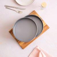Betterware Essentials 2 x 22cm Non-Stick Springform Cake Tins in Silver | Size: 2 x 22 cm
