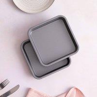 Betterware Essentials 2 x 18cm Non-Stick Brownie Tins in Silver | Size: 2 x 18 cm