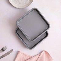Betterware Essentials 2 x 20cm Non-Stick Brownie Tins in Silver | Size: 2 x 20 cm