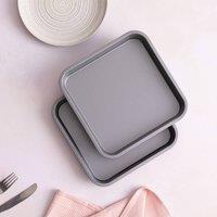 Betterware Essentials 2 x 23cm Non-Stick Brownie Tins in Silver | Size: 2 x 23 cm