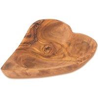 Verano Spanish Ceramics Olive Wood Grained Rustic Heart Shaped Snack Dish (L) 15cm x (W) 13cm in Natural