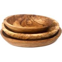 Verano Spanish Ceramics Olive Wood Natural Grained Rustic Trio Oval Serving Dish Set 13-19cm