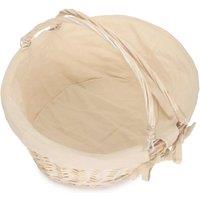 Red Hamper Wicker Large Swing Handle Shopping Basket With Red & White Check in Light Sand
