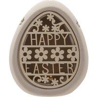 Eggs-traordinary Gift Co Ceramic "Happy Easter" Cut Out Light Up Egg in Natural