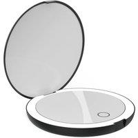 LUNA London Compact Travel Mirror | 7X Magnified Rechargeable LED Makeup Mirror in Black | Size: 1 Pack