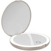 LUNA London Compact Travel Mirror | 7X Magnified Rechargeable LED Makeup Mirror in Beige | Size: 1 Pack