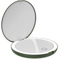 LUNA London Compact Travel Mirror | 7X Magnified Rechargeable LED Makeup Mirror in Green | Size: 1 Pack