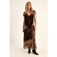 NastyGal Women's Floral Chiffon Fringe Maxi Dress in Beige | Size: 12
