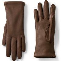 Lands' End Women's Cashmere Lined Touchscreen Leather Gloves in Brown | Size: XL