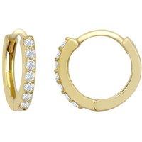 Jewelco London Women's 9ct Gold CZ 7 Stone Eternity Huggie Hoop Earrings, 10mm