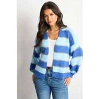 Sarta Women's Glitter Striped Italian Wool Blend Cardigan in Blue
