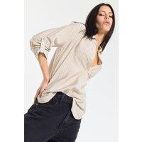 House of Holland Women's Relaxed Beige Stripe Button Shirt | Size: 12