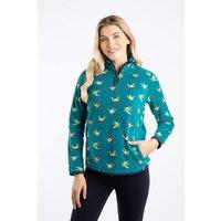 Weird Fish Women's Reena 1/4 Zip Printed Microfleece in Turquoise | Size: 22