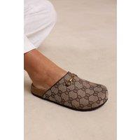 Where's That From Women's 'Dublin' Open Back Slip On Loafer With Gold Detail in Brown | Size: 5
