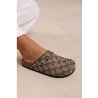 Where's That From Women's 'Dublin' Open Back Slip On Loafer With Gold Detail in Brown | Size: 6