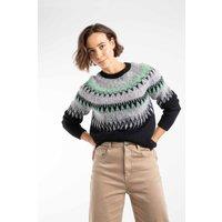 Weird Fish Women's Cedar Metallic Fair Isle Jumper in Black | Size: 14