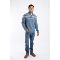 Weird Fish Men's Larner 1/4 Zip Fair Isle Jumper in Pale Blue | Size: 4XL