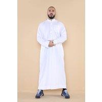 Thobez Men's Muslim Nehru Collar Eid Thobe in White | Size: 56R