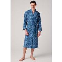 British Boxers Men's "Marrakesh Paisley" Crisp Cotton Dressing Gown in Bright Blue | Size: XL