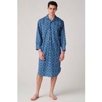 British Boxers Men's "Marrakesh Paisley" Crisp Cotton Nightshirt in Bright Blue | Size: XL