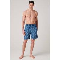 British Boxers Men's "Marrakesh Paisley" Crisp Cotton Sleep Shorts in Bright Blue | Size: Large
