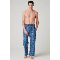 British Boxers Men's "Marrakesh Paisley" Crisp Cotton Pyjama Trousers in Bright Blue | Size: Medium