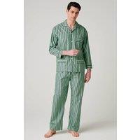 British Boxers Men's "Green Flash Stripe" Crisp Cotton Pyjama Set in Light Green | Size: XL