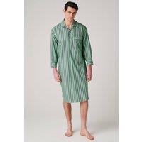 British Boxers Men's "Green Flash Stripe" Crisp Cotton Nightshirt in Light Green | Size: 2XL