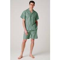 British Boxers Men's "Green Flash Stripe" Crisp Cotton Short Pyjama Set in Light Green | Size: XL