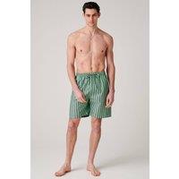 British Boxers Men's "Green Flash Stripe" Crisp Cotton Sleep Shorts in Green | Size: Large