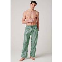 British Boxers Men's "Green Flash Stripe" Crisp Cotton Pyjama Trousers in Light Green | Size: Large