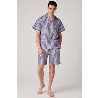 British Boxers Men's "Red Pop Stripe" Crisp Cotton Short Pyjama Set | Size: Small