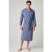 British Boxers Men's "Navy Paisley" Crisp Cotton Dressing Gown in Dark Navy | Size: Large