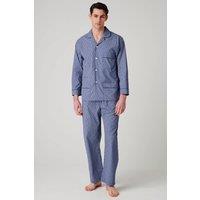 British Boxers Men's "Navy Paisley" Crisp Cotton Pyjama Set in Dark Navy | Size: Medium
