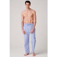 British Boxers Men's "Schoolhouse Blue Gingham" Crisp Cotton Pyjama Trousers in Mid Blue | Size: Large